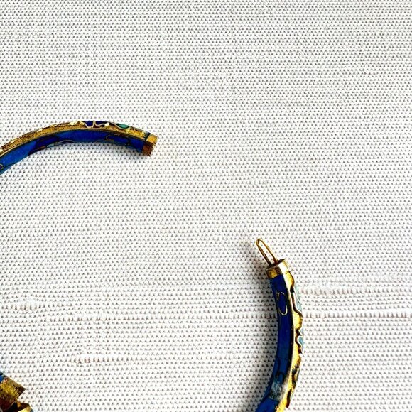 Vintage 1970s Floral Cloisonne Enamel Bangle Bracelet 7" Chinese Export - Picture 6 of 9